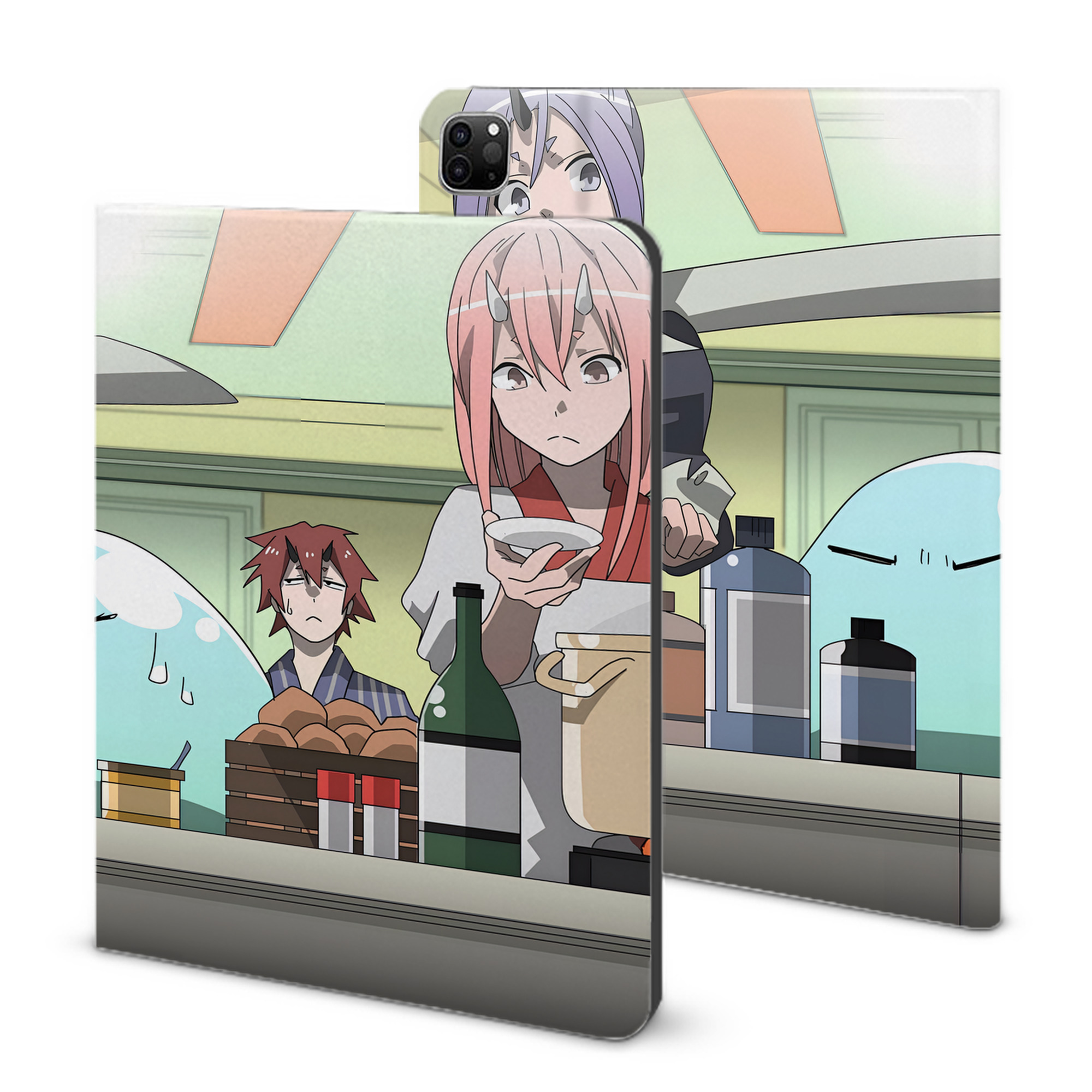 （画像用） 転スラ Regarding Reincarnated to Slime IPad ケース ブック型 PUレザー TPU 耐衝撃 軽量 薄型 ペン収納なし 全面保護 IPad 各モデル対応